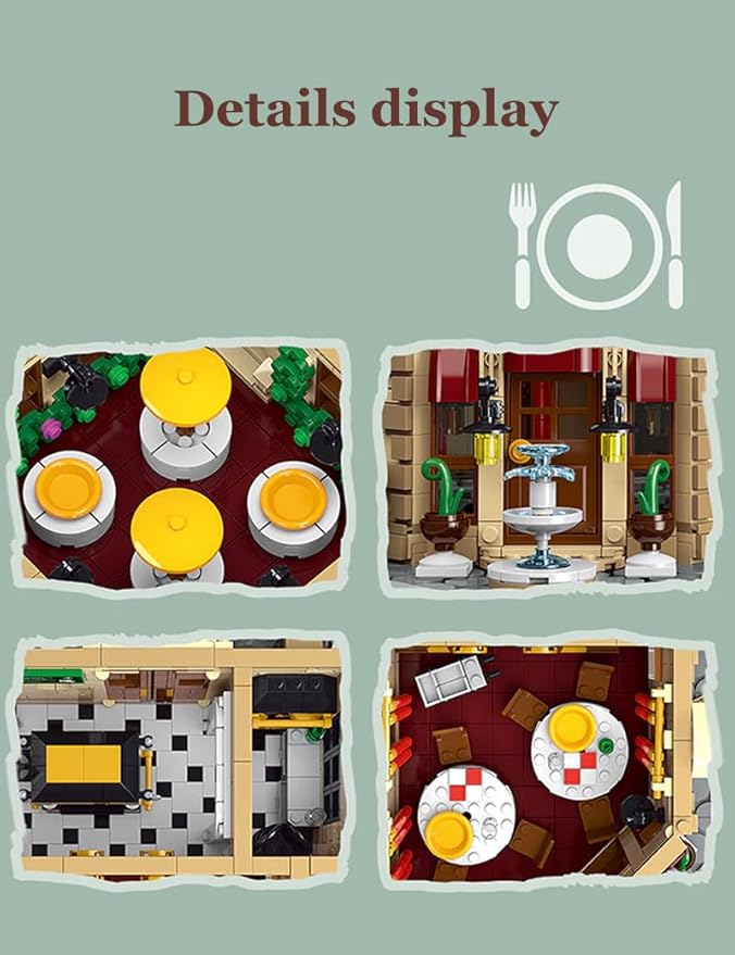 Restaurants in Paris Building Set with Lights Street Scene Series Building Blocks Set Modular Building Block Kit Home DecorGreat Gift for Teens and Adults 3104PCS