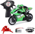 Mini RC Motorcycle for Adult 2.4G Full Proportional Remote Control Simulation Electric Drift Motorcycle High Speed RC Stunt Drift Bike Racing Vehicle Model Gift 8012 Green