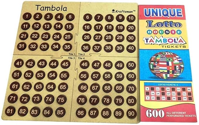MilesMagic Portable Wooden Bingo Board Game | Housie Tambola Mind Game | Fun and Entertainment Number Calling Party Games with 600 Different Tickets (Amazon Exclusive)