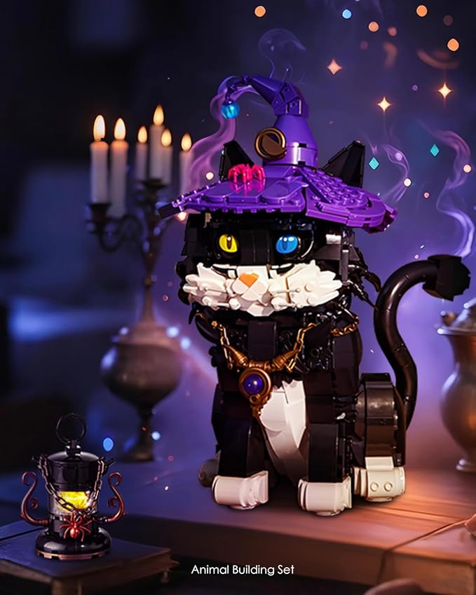 SEMKY Arcane Scholar Cat Building Block Set (1128 Pieces) -Building Blocks Gifts for Kid and Adult