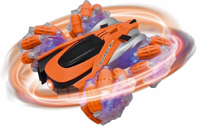 LEXiBOOK - Crosslander Glow-in-The-Dark Radio Control car Remote Control Rechargeable Electronic Action Game Orange/Black RC21