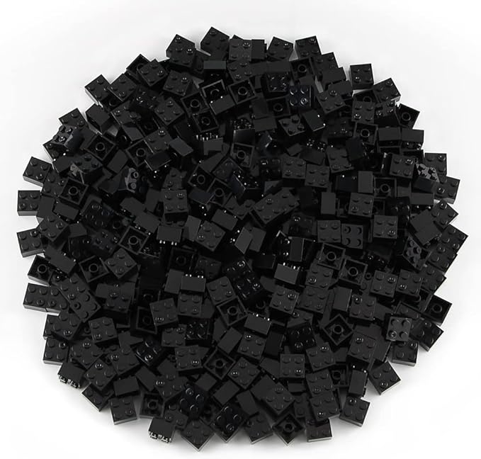 Feleph 2x2 Bricks Black 400 Pieces Parts Building Creative Play Blocks Set Toy Basic Accessories Compatible with 3003 Major Brick Brands