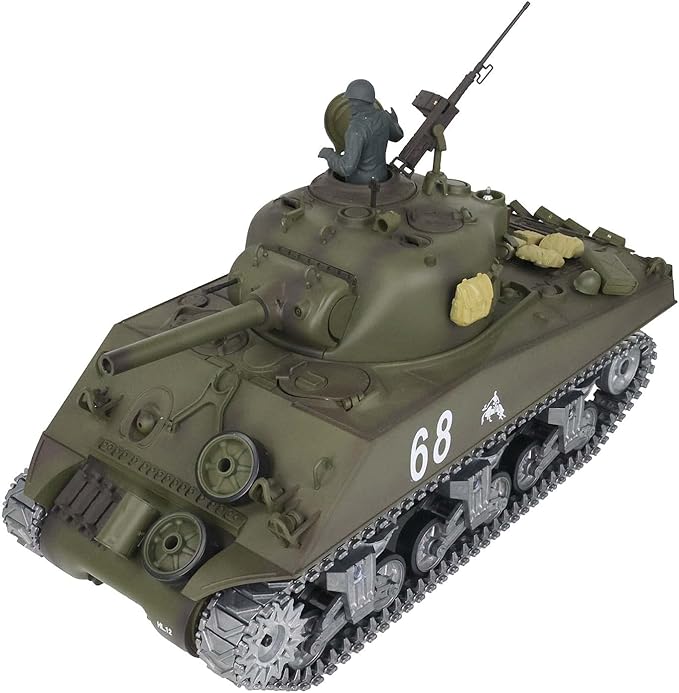 Heng Long US in Stock 1/16 Customized Pro Version 7.0 M4A3 Sherman RC Tank 3898 Barrel Retractable Idle Smoking 360° Rotating Turret Infrared Combat Lifting Barrel Light Sound BB Shooting