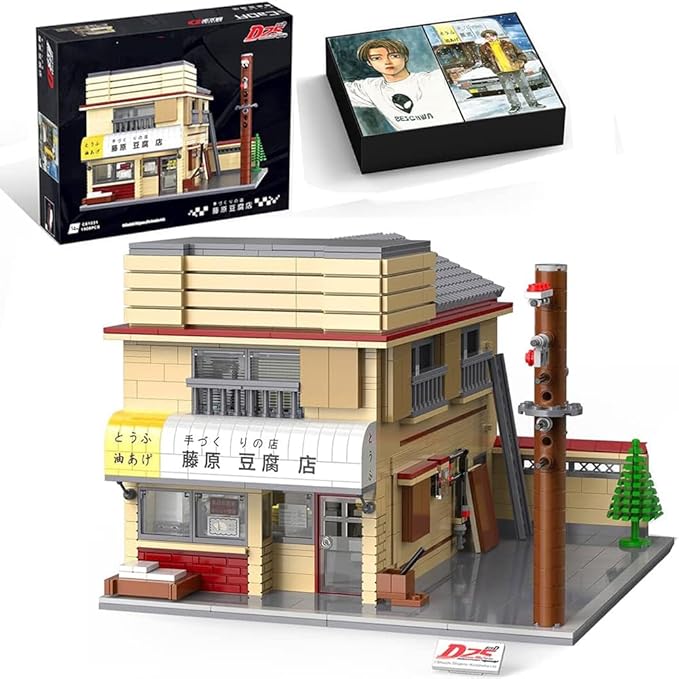 Japanese Street View House Building Blocks -MOC Street View Modular Architecture Initial-D 25th Anniversary Construction Building Toy Set for Adult 1908 Pieces