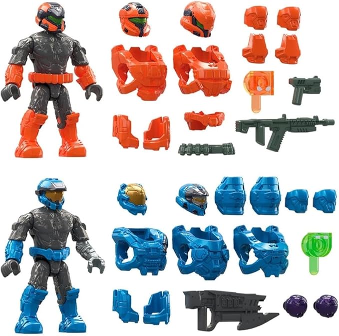 MEGA Halo Infinite Toy Building Sets Spartan Mission Pack Collection with 2 Poseable Micro Action Figures Accessories and Display Stand