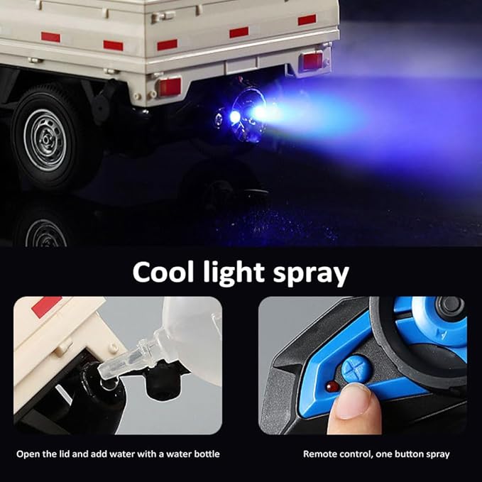 1:16 Scale RC Crawler Kei Truck RC Transport Pickup Truck with Light Spray - 2.4Ghz Remote Control Car Toys for Teen &amp Adults - Rear Compartment Transport Goods