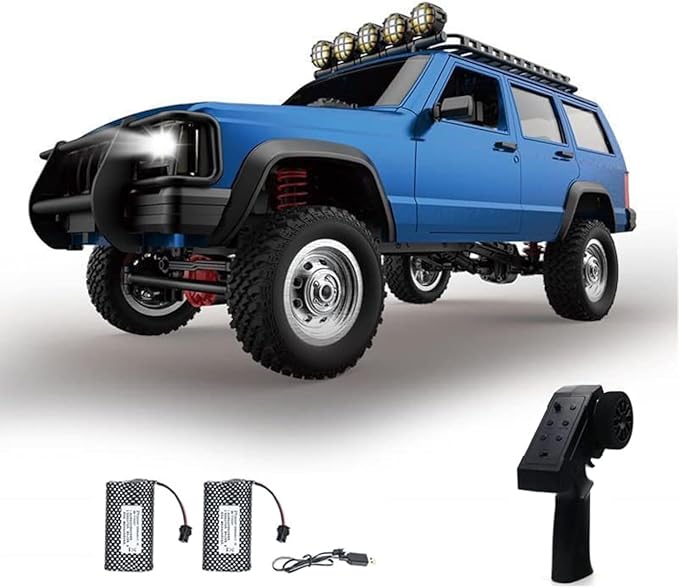 GoolRC RC Rock Crawler 1:12 Scale Remote Control Car 2.4Ghz 4WD Off Road RC Truck All Terrains Climbing Vehicle RC Car Gifts for Adults Include 2 Batteries (Blue)