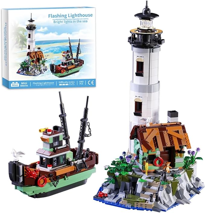 House Building Block Adults Sets The Island Modular Architecture Construction Building Model Set Present for (1480 Pcs)