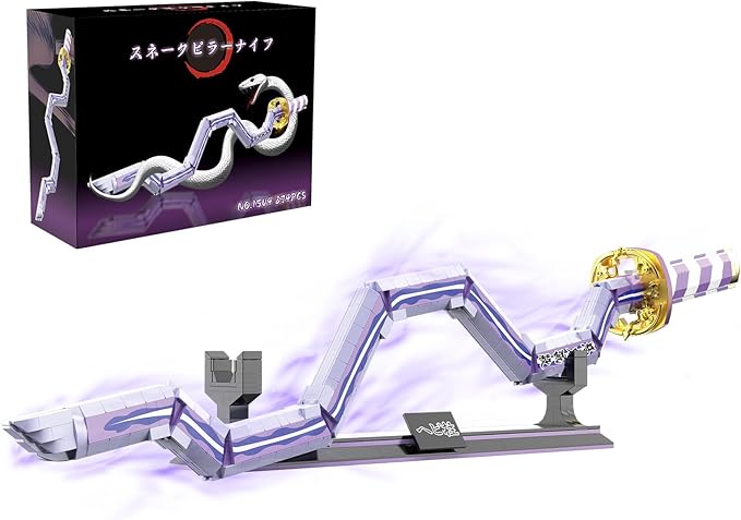 Anime Snake Sword Building Set 836 Pieces Twisted Serpent Blade Katana (34 Inch) Purple &amp White Nichirin Style Cosplay Prop with Scabbard &amp Stand Japanese Manga Gift for Teens &amp Adults