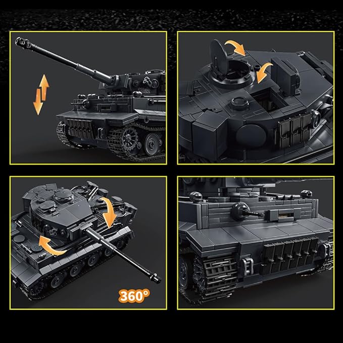 39062 Tiger Tank NO.1322 Building Block Set 1622 Pieces Military 1:28 Scale Tank Model Toys Ideal Gift for Room Decoration or Collection