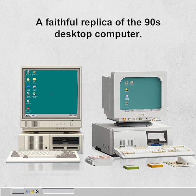 BRICKKK Retro Computer Building Blocks Set Vintage PC Model Kit for Adults Creative Collectible Computer Model Bricks Set Classic Desktop Construction Kit Perfect Display Piece for Home or Office