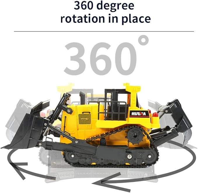 The perseids RC Remote Control Bulldozer 1/16 Scale 11-Channel Full Functional Dozer Vehicle 2.4GHz 360° Rotating RC Dozer with Metal Parts Rubber Tracks Lights &amp Sound for Adults