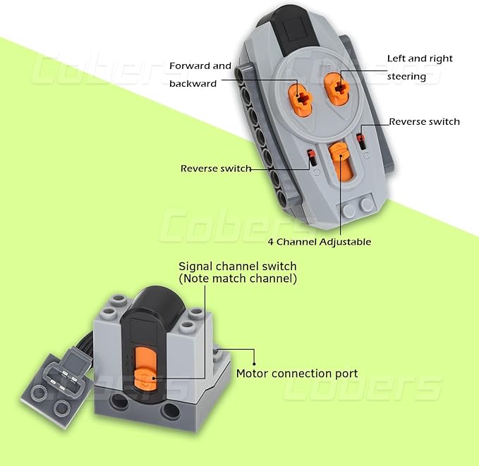 44Pcs Power-Function Kits Set M/L/XL Servo-Train-Motor-Set Compatible with Major Brand Technic-Parts Pieces IR Receiver Adjustable Speed Remote-Control AA/AAA Battery Box Light Switch