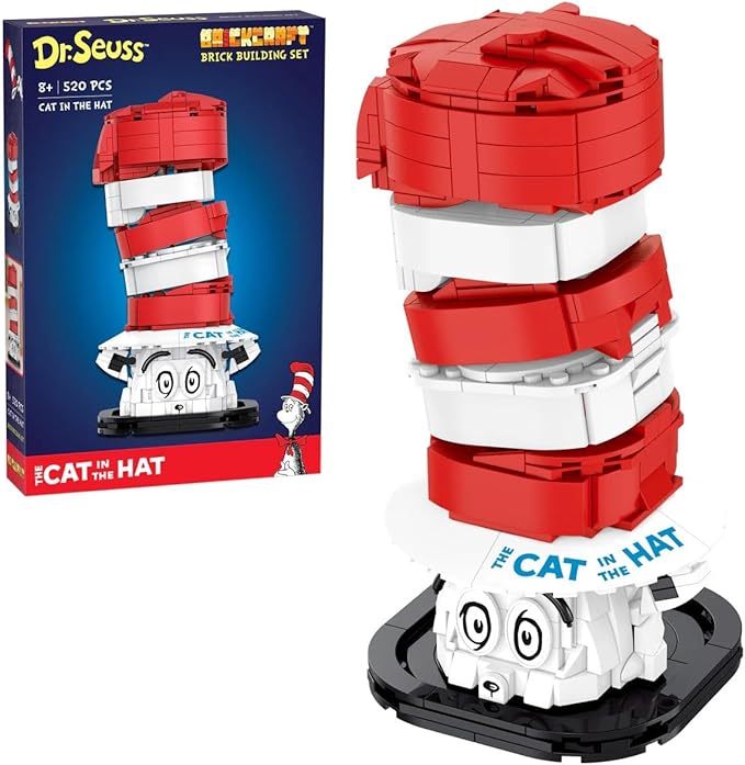 Brickcraft Officially Licensed Dr. Seuss Cat in The Hat Bust with Printed Parts Includes 556 Pieces Multicolored Brick Building Set