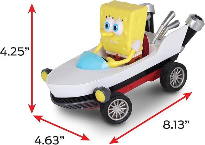 Nick Kart Racers - 2.4GHz RC Spongebob Boatmobile Straight from The Game “Nickelodeon Kart Racers 3: Slime Speedway” Full Function Fun Grippy Tires for Ultimate Traction
