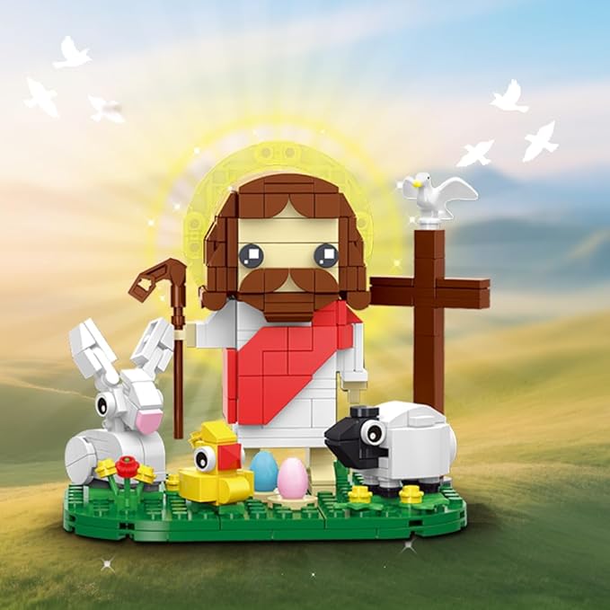 Jesus Building Block Set The Shepherd God Building Blocks Toy Jesus Figure Decors Gift for Christmas Easter Birthday Christian Adults &amp Kids