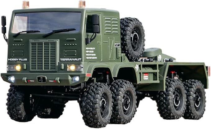 Helidirect HobbyPlus 1/18 RC Crawler CR18P Terranaut 8x8 RC Truck Remote Control Car w Full-Lock 8WD RTR Active All-Wheel Steering 2-Speed Transmission Recovery Winch LED Lights (Green)
