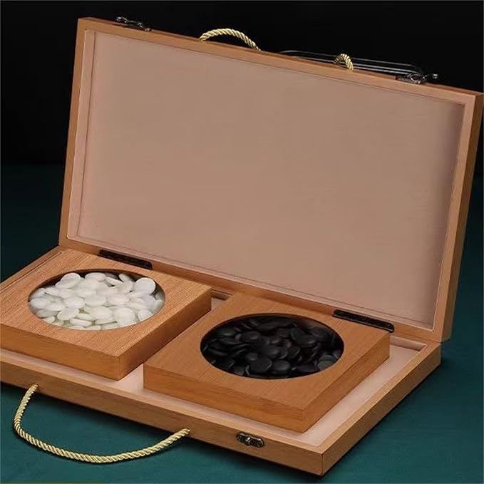 19x19 Go Game SetWooden Foldable Go Game Board Set Traditional Weiqi Tabletop Strategy and Skill Game Puzzle Games for Adults Travel Folding Gift Box Board