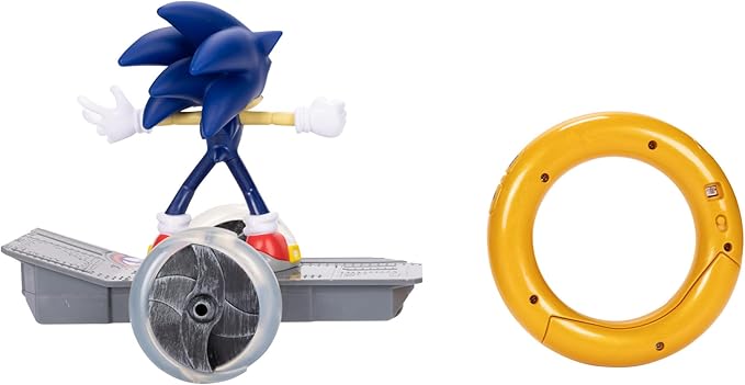 JAKKS Pacific Sonic The Hedgehog Speed RC Skateboard Vehicle with Gold Ring Controller – Light Up Wheels &amp 360 Spins Turbo Mode for Extra Boost 2.4GHz 100FT Range