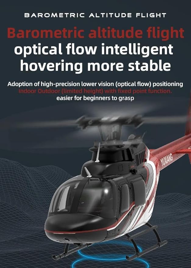 Hanll YUXIANG F08 Bell 206 RC Helicopter for Adults 1/27 2.4G 6CH Brushless Direct-Drive 6G Flybarless RC Helicopter with 6-Axis Gyro Optical Flow Positioning RTF/ 1 Battery