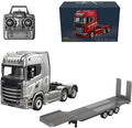 1/18 Scale 6x4 Heavy-Duty RC Tractor Truck – 2.4G Lorry Car with LED Lighting Rear-Wheel Drive &amp Expandable Flatbed Trailer Compatibility