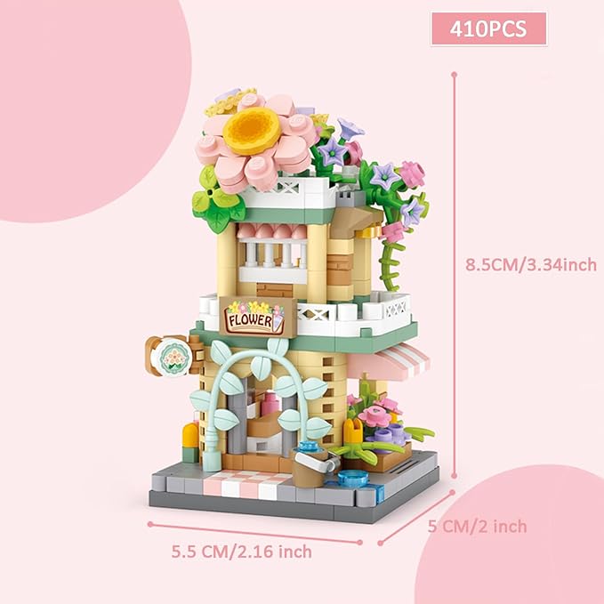 4 Mini City Shop Street View Building Blocks Model SetSimulation Architecture Collection Particle Construction Building Bricks ToyHome Decoration