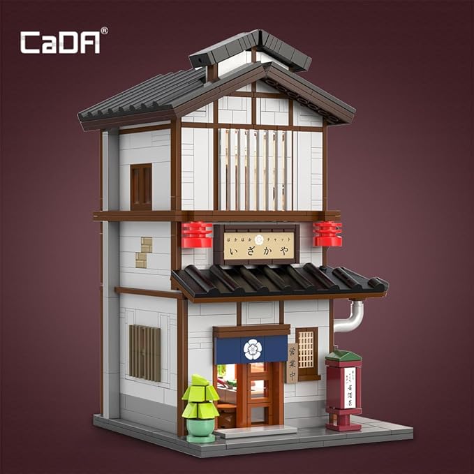 CaDA Master C66019W Japanese Style Yakitori Izakaya House Building SetCity Street Brick Kit with Lights 1195PCS Modular House Idea Collect Gift for Adults