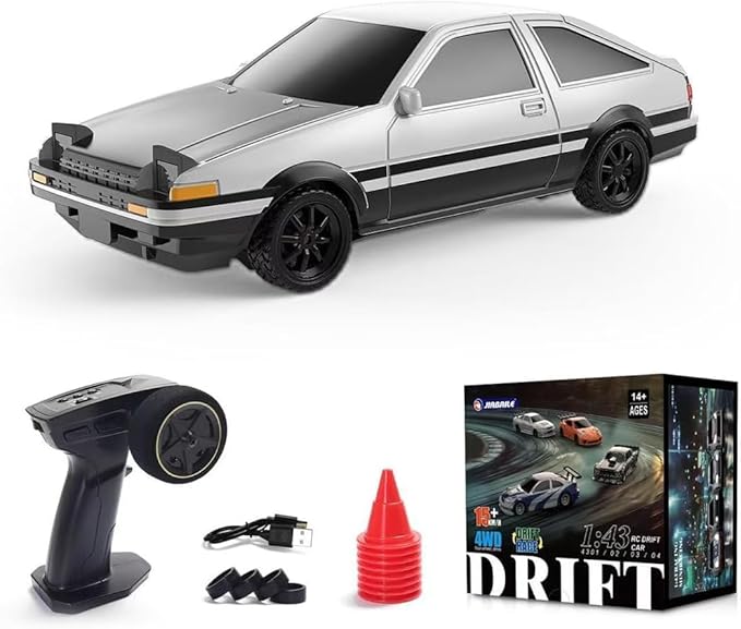 1/43 Mini RC Drift Car 2.4GHz AE86 RTR Full Proportional Remote Control Cars 4WD High Speed Racing Lights Kit and Racing Tires (4306)