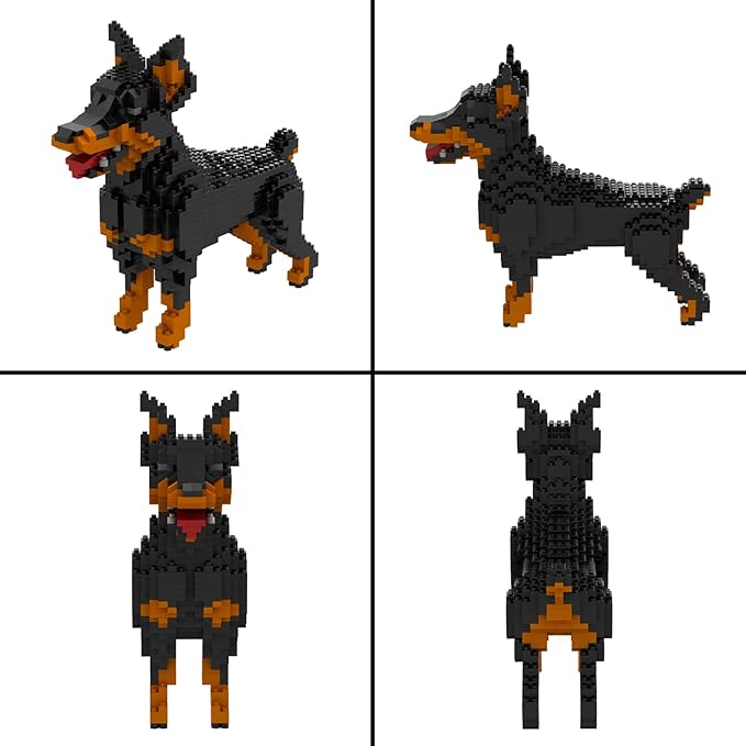 Larcele Micro Building Blocks Animal Set DIY Mini 3D Building Toy Bricks957 Pieces KLJM-05(Dobermann)