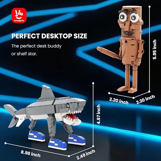 Italian Brainrot Building Set Tralalero Tralala and Tung Tung Tung Sahur Figures Building Kit Shark and Wooden Stick Toy Building for Kids Ages 6+ Birthday Gifts for Men &amp Women