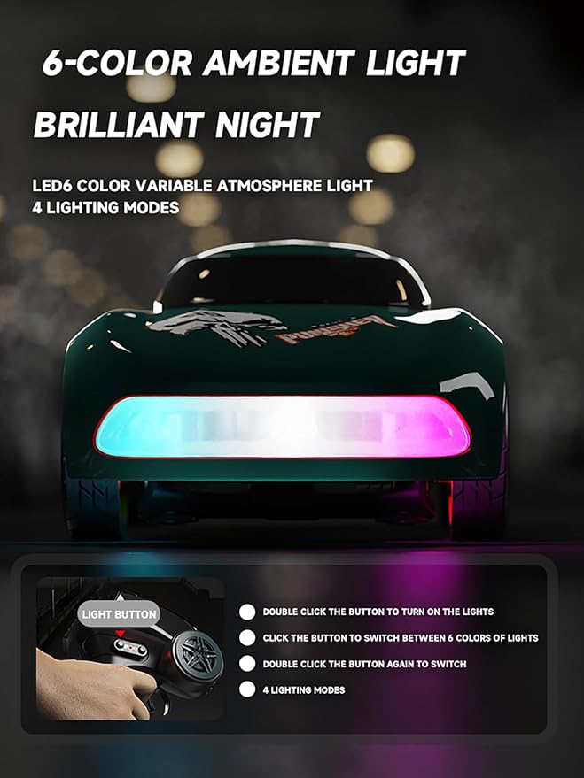 Mini RC Drift Car for Adults 1/64 Desktop Drift Car with Colorful Lights Desk Remote Control Cars for Race Hobby Gifts and Toys (Matte Green Concept Model)