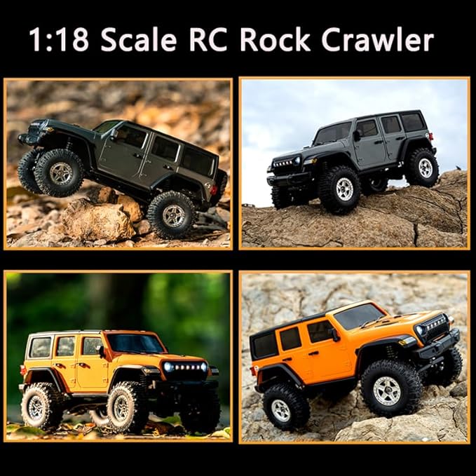 GoolRC RC Crawler 4WD RC Truck D870 RC Rock Crawler 1:18 Scale Remote Control Truck All Terrains Off Road Climbing Car 2.4GHz Electric Vehicle with LED Light for Adults Include 2 Batteries (Grey)