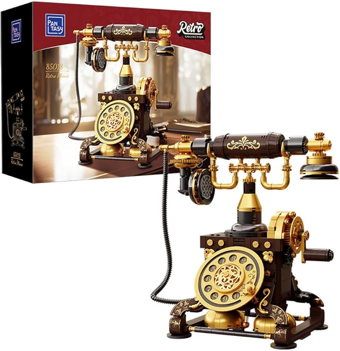 PANTASY Retro Phone Building Blocks Set for Adults Vintage DIY Telephone Model Kit with Realistic Design Creative Home Decor Gift Ideal Gifts for Collectors &amp Hobbyists