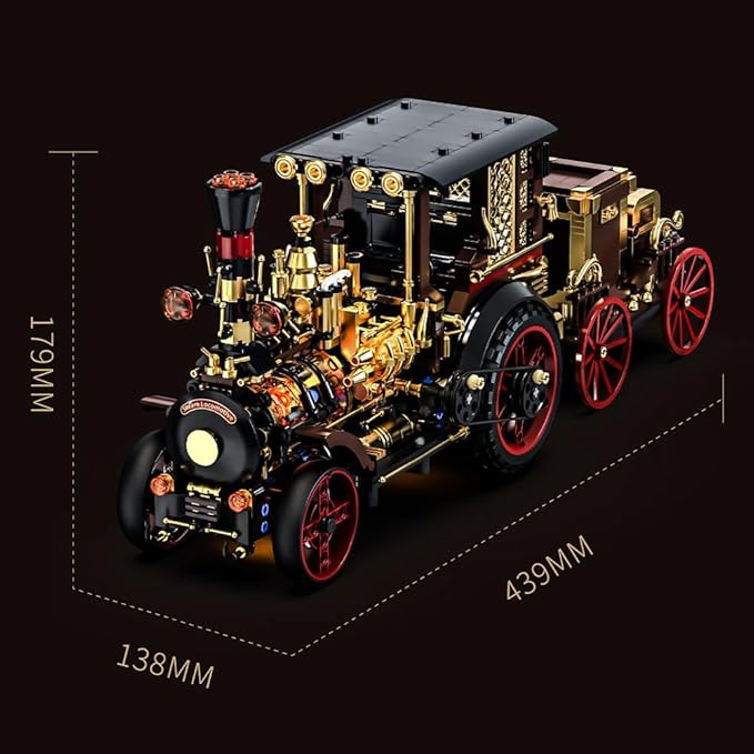 Retro Mechanical Steam Car Building Block Set MOC Classic Car Kit Supercar Toy Model Adult Building Block Car Collector Set (1-1)