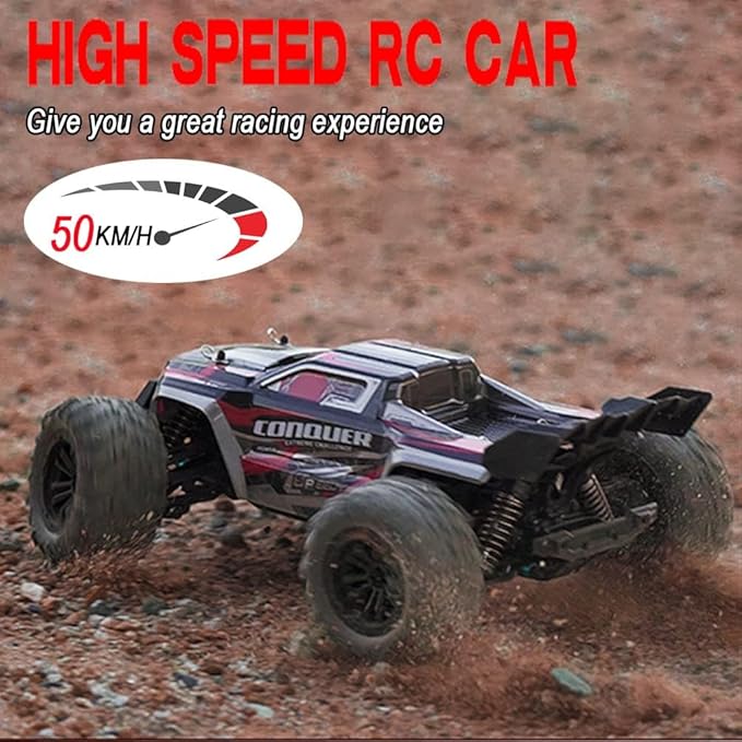 idedraw RC Cars 1:16 Scale Remote Control Car 50 KMH High Speed Fast 4WD RC Truck for Kids Adults Boys 2.4 GHz All Terrains RC Buggy Off-Road Drift RC Monster Trucks with 2 Batteries (Red)