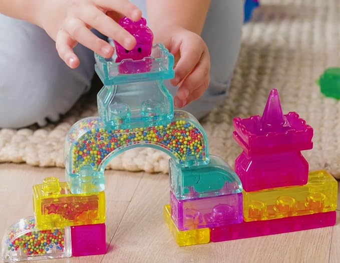 Jelly Blox Classic Castle Set | Includes 45 Pieces | Toddler &amp Preschool Building Blocks Kids Can Squeeze Stretch Squish | MESH ACCREDITED | Safety Tested &amp Ouch-Free | Sensory Play Toy for