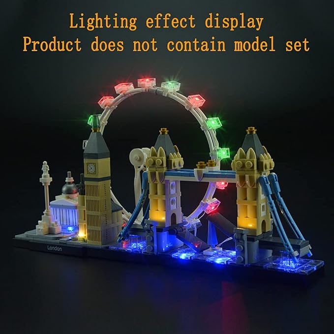 Upgraded Version Light Kit for Architecture London Skyline Collection Compatible with Lego 21034 Landmark Building Bricks Model (Model Set Not Included)