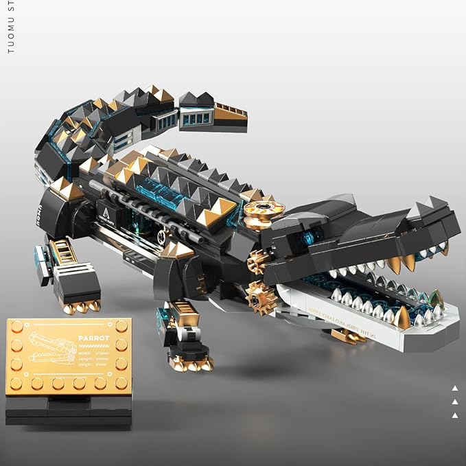 Animal Heavy Armored Jagged Alligator Building Block Toys (500+ PCS) Gifts for Adults and Children
