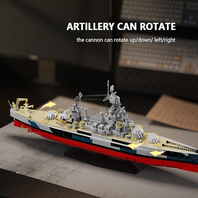 Colorado Battleship (BB-45) Building Block Set World War II U.S. Navy Pacific Fleet MOC Model Gift Toy Ship for Adult and Military Enthusiast Collection and Display