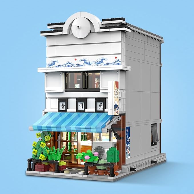 CaDA Master Japanese Sushi House Building Block Set C66018W Creative City Brick Kit with Lights1665PCS Street House Idea Gift for Adults