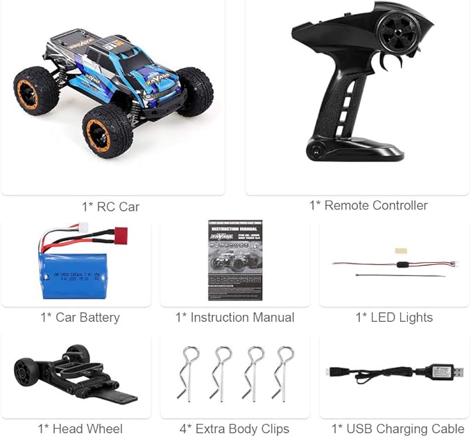 GoolRC 16889A RC Car 1:16 Scale Remote Control Car 4WD 45KM/H High Speed RC Truck with Brushless Motor 2.4GHz All Terrain Off Road RC Crawler Electric Vehicle Toy for Adults (Blue)