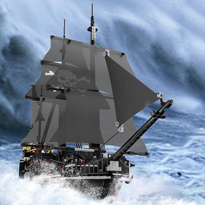 Black Pearl Pirate Ship Mini Building Blocks Set（1424PCS） Building Set Model Toys Gifts for Kid and AdultInteresting Gifts for MOC Pirate Ship Enthusiasts