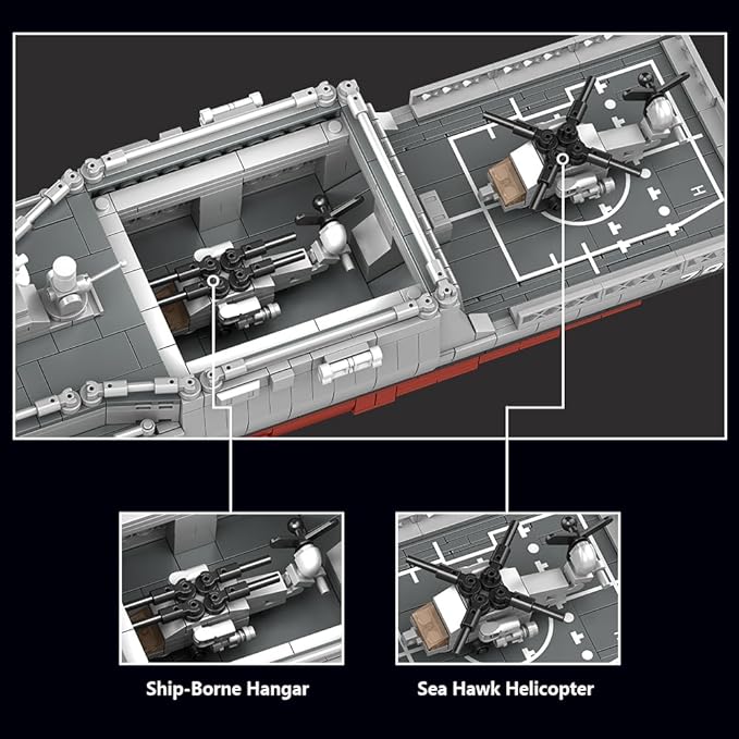 MISINI M7021 Arleigh Burke-Class Destroyer 1:200 Building Blocks Set 3601 Pieces MOC USN Warship Model Excellent Battleship Building Toy Gift and Collection for Military Enthusiast and Adult