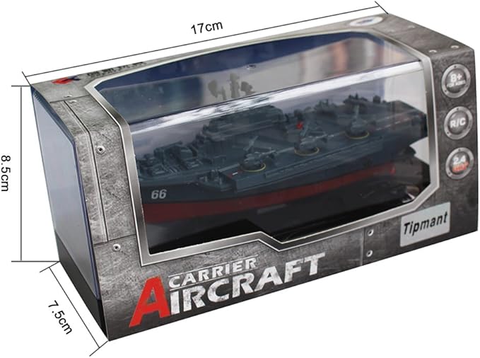 Tipmant Military Remote Control Aircraft Carrier Model RC Boat Ship Speedboat Yacht Electric Water Toy - Blue (2.4G No Antenna)