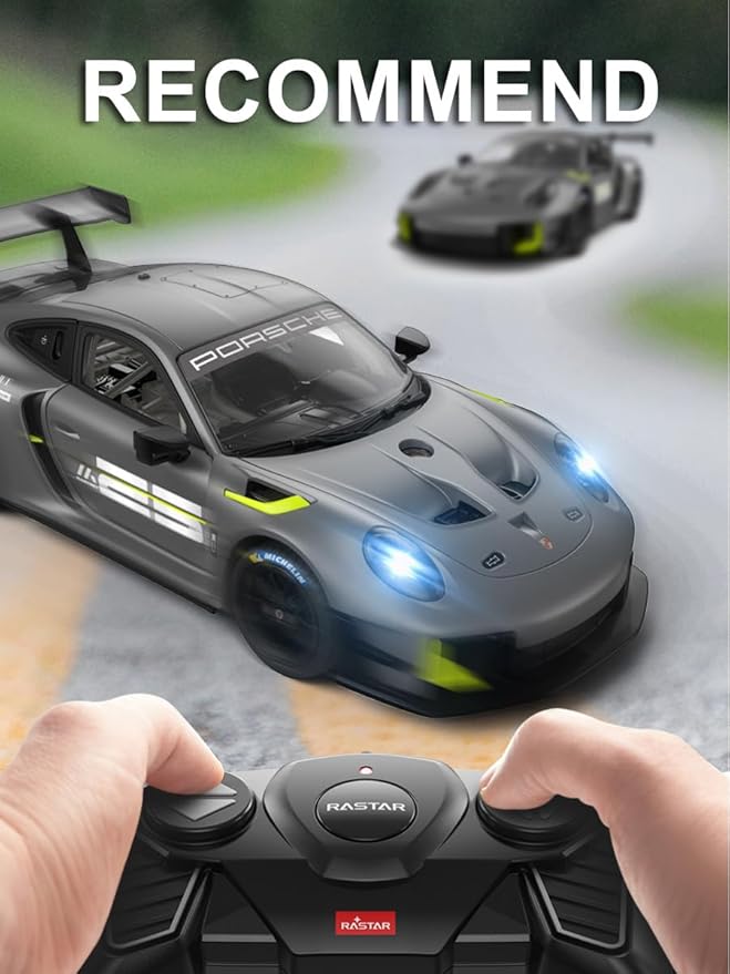 RASTAR 99600 1/18 76PCS Officially Licensed RC Race Car Building Kits for Porsche 911 GT2 RS Clubsport 25 with Opening Doors Working Lights Remote Motor &amp DIY Decals for Play &amp Display - Id