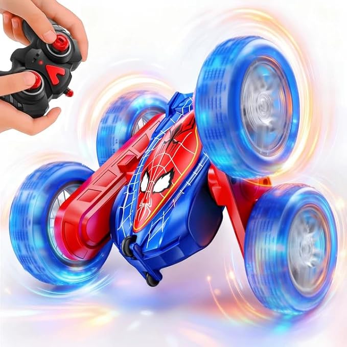 V996 Spider Remote Control Car RC Cars with Double Sided 360° Flip 4WD Rechargeable Stunt Car Indoor Outdoor Toys for Boys 4 5 6 7 8 9 10 11 12 Birthday for Kids Age 4-12