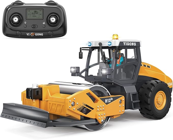 TOUCAN RC HOBBY 1/50 RC Road Roller RTR Mini Electric Remote Control Construction Vehicle Metal Blade Finished Model Lights Sounds Effect
