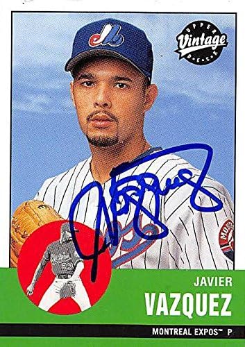 Sports Memorabilia Autograph Warehouse 244956 Javier Vazquez Autographed Baseball Card - Montreal Expos FT 2001 Upper Deck Vintage - No. 243