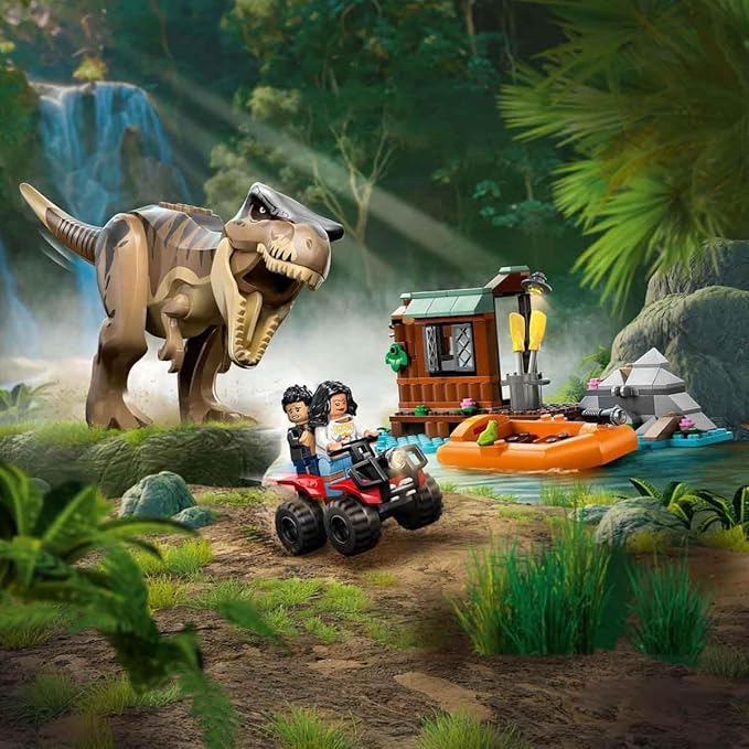 Lego 76975 Jurassic World T-Rex River Escape Toy Birthday Present Blocks Educational Boys Girls Children 5 6 7 8 Years Old Dinosaur Battle Robot