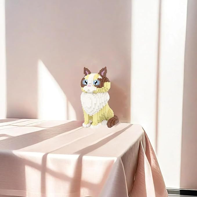 Larcele Cat Micro Building Blocks Animal Set DIY Mini 3D Building Toy Bricks Kit1160 Pieces KLJM-05 (Ragdoll)